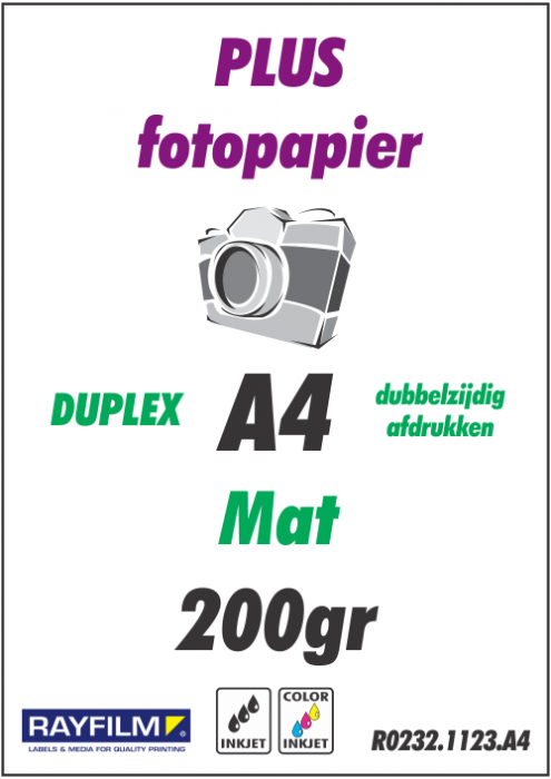 Bekijk het internet intelligentie Druppelen Rayfilm R0232.1123.C Mat dubbelzijdig fotopapier 200gr. 210x297 mm - 1 per  blad - 20 etiketten per doos van 20 vel